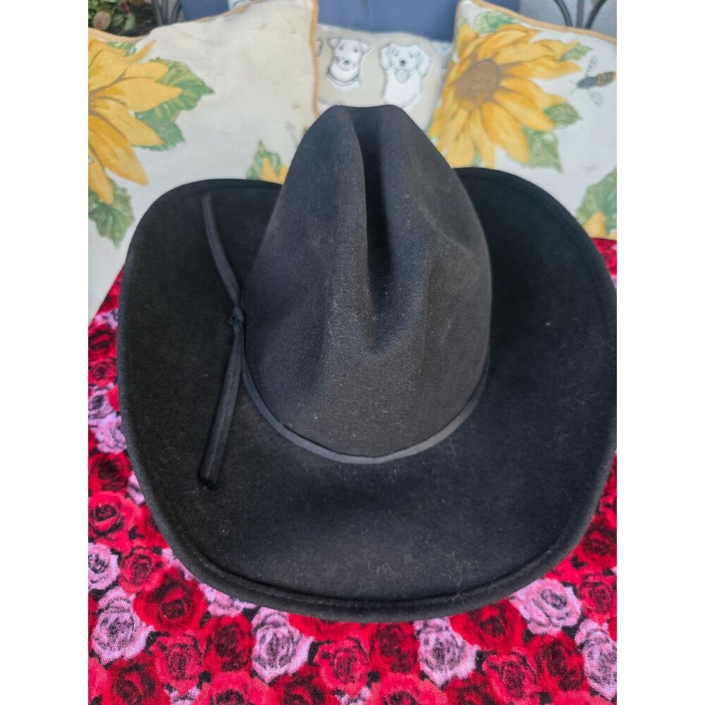 Jaxon Black 100% Wool Fedora Cowboy Hat Size Medium some pet hair leftover
